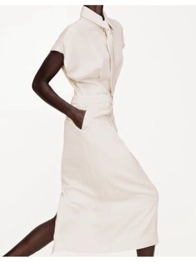 NWT Zara Limited Edition Cream Belted Midi Dress Sz XS